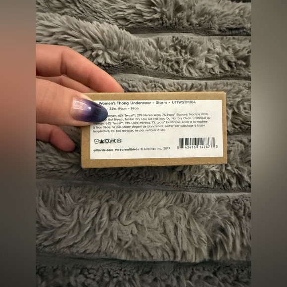 Allbirds Women’s Trino Thong Underwear Storm Gray NWT - Picture 3 of 3